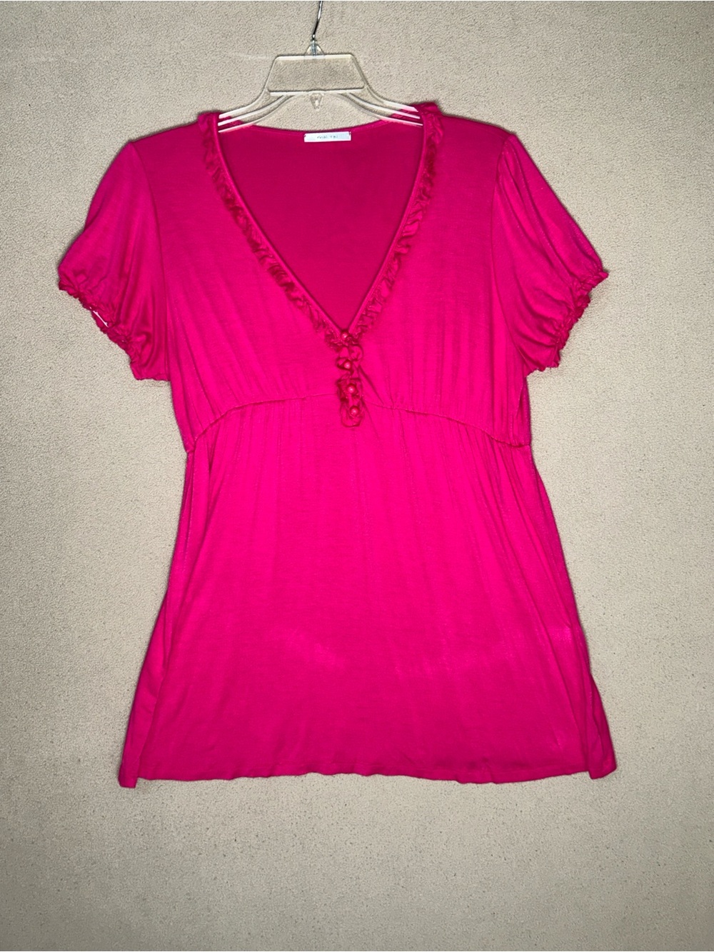 Y2K plus size V-Neck with ruffles Short Sleeve babydoll lightweight top Size 2X